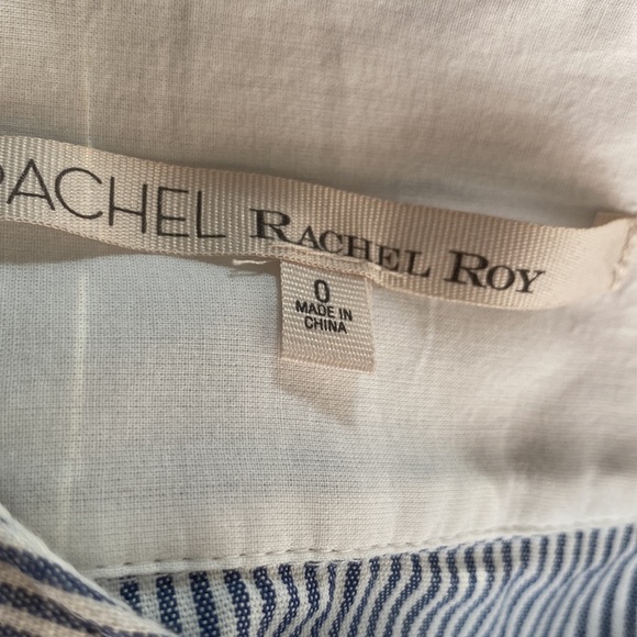 Rachel Rachel Roy blue and white striped seersucker midi wrap front skirt - Picture 4 of 4